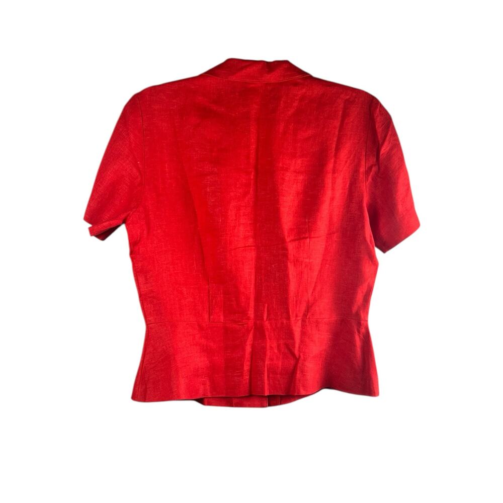 Vintage Red Linen Pant Suit Size 4 Tailored Blazer Trousers Coastal Chic Set - Picture 4 of 9
